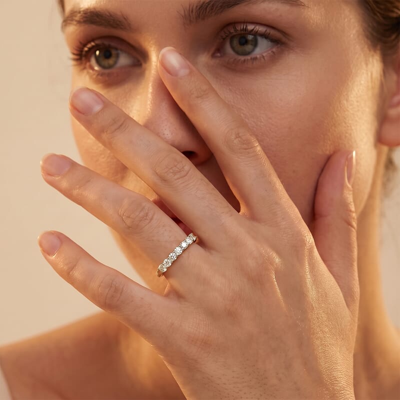 Luxuriant Lab Grown Diamond G-H SI 0.25 ctw Band Ring in 14K Yellow Gold Over Sterling Silver (Size 7.0)