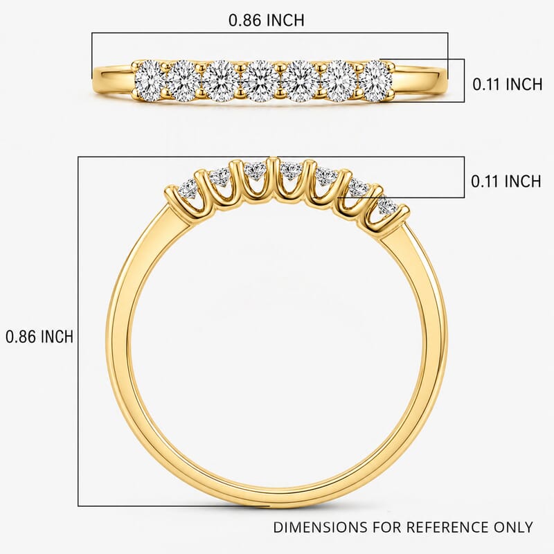 Luxuriant Lab Grown Diamond G-H SI 0.25 ctw Band Ring in 14K Yellow Gold Over Sterling Silver (Size 7.0)