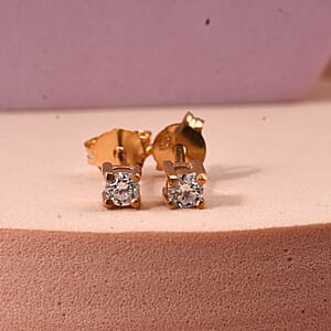 Luxuriant Lab Grown Diamond G-H SI 0.15 ctw Stud Earrings in 14K Yellow Gold Over Sterling Silver