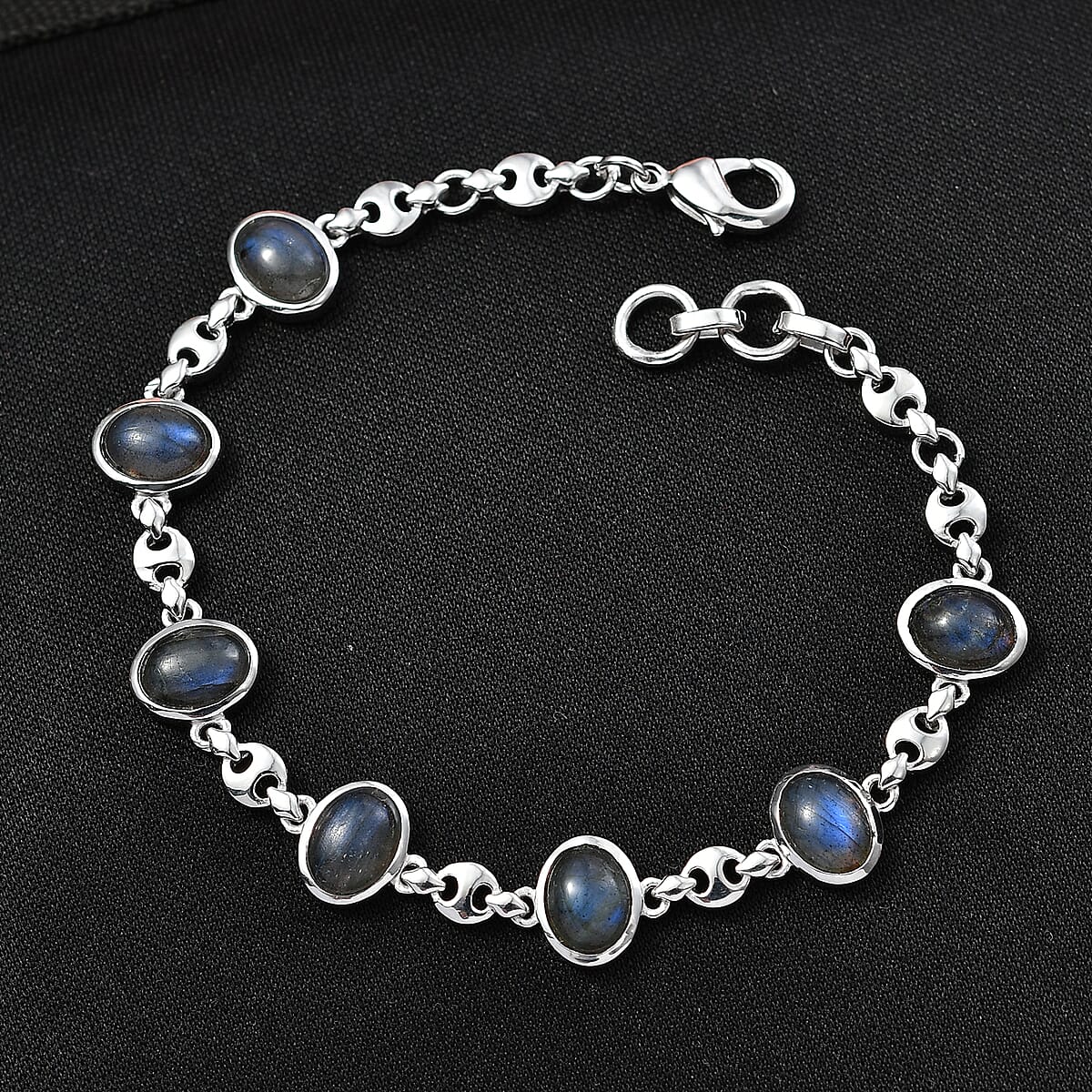 EverTrue Malagasy Labradorite 9.40 ctw Station Bracelet in Platinum Bond (7.25 In) (Del. in 7-10 Days) image number 1