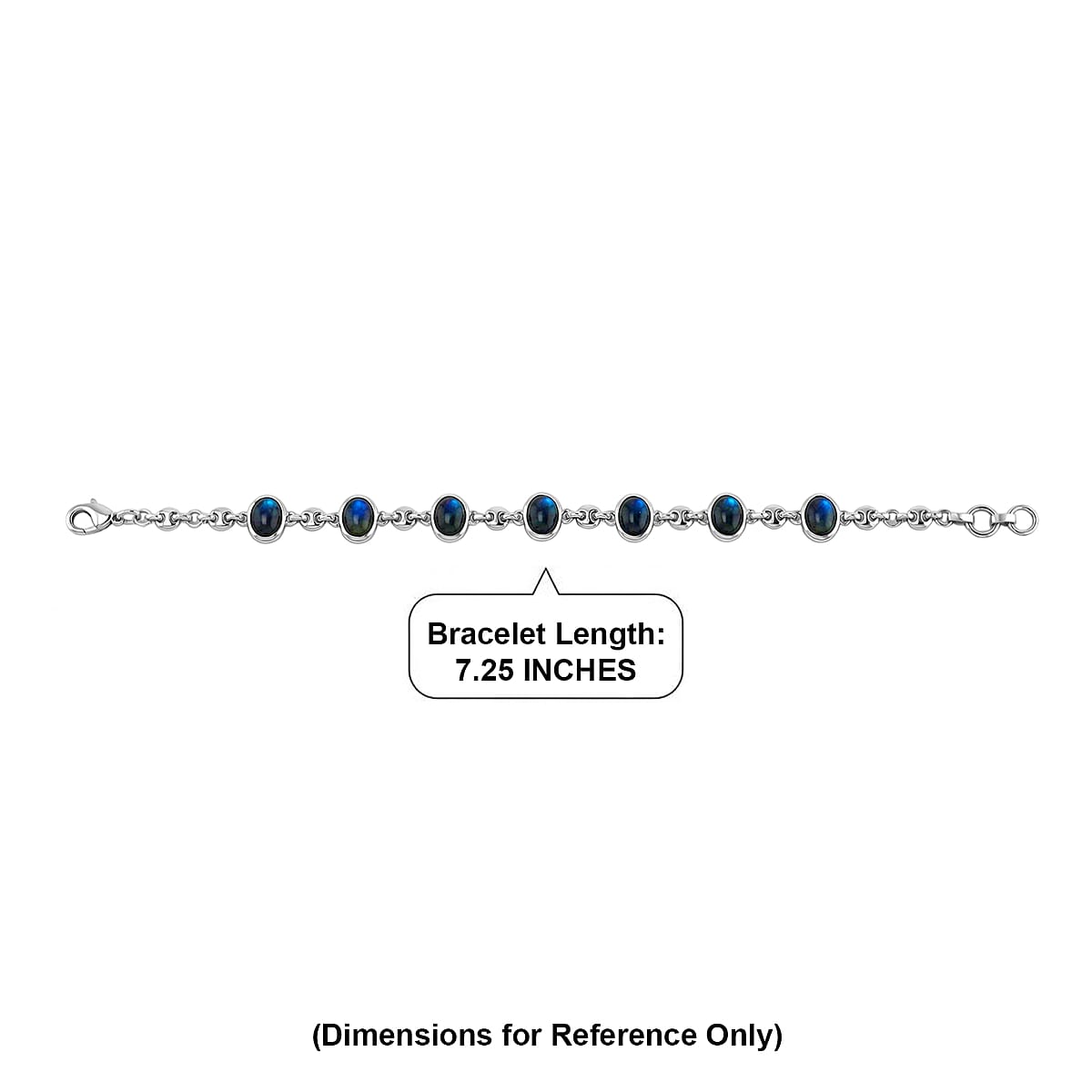 EverTrue Malagasy Labradorite 9.40 ctw Station Bracelet in Platinum Bond (7.25 In) (Del. in 7-10 Days) image number 4