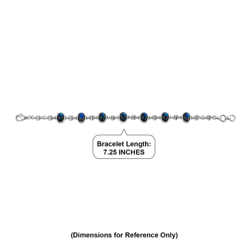 EverTrue Malagasy Labradorite 9.40 ctw Station Bracelet in Platinum Bond (7.25 In)