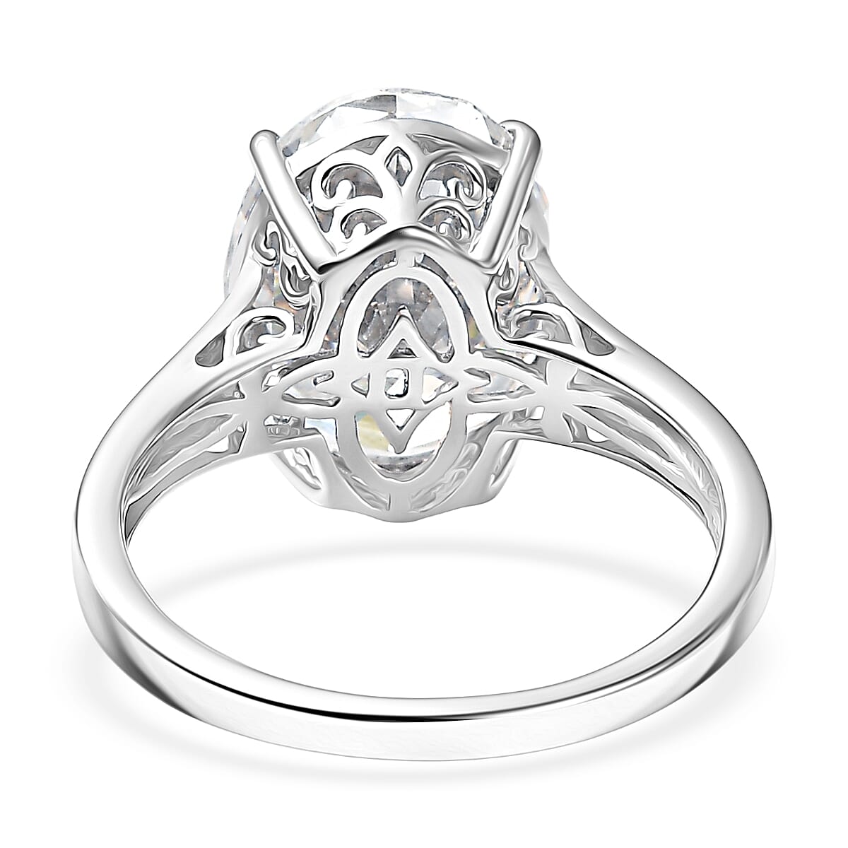 D'Joy Moissanite 9.90 ctw Eternal Solitaire Ring in Rhodium Over Sterling Silver (Size 10.0) image number 4