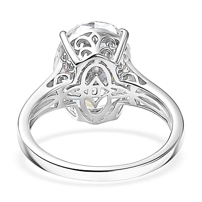 D'Joy Moissanite 9.90 ctw Eternal Solitaire Ring in Rhodium Over Sterling Silver (Size 10.0)