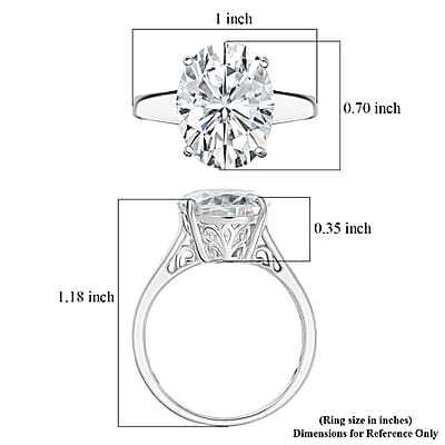 D'Joy Moissanite 9.90 ctw Eternal Solitaire Ring in Rhodium Over Sterling Silver (Size 10.0)