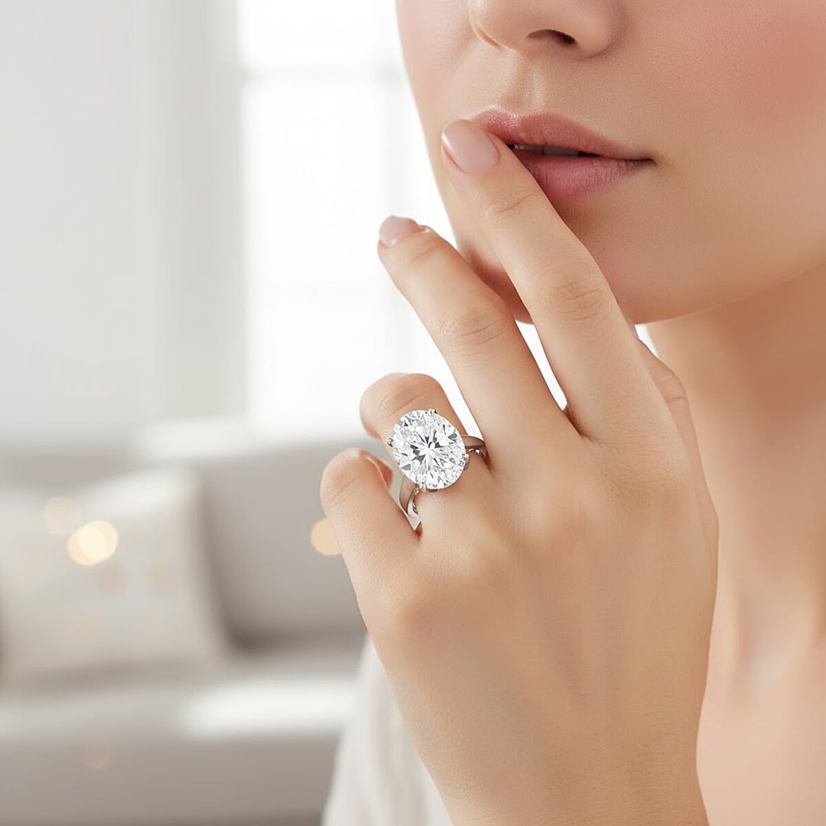 D'Joy Moissanite 9.90 ctw Eternal Solitaire Ring in Rhodium Over Sterling Silver (Size 11.0) image number 2