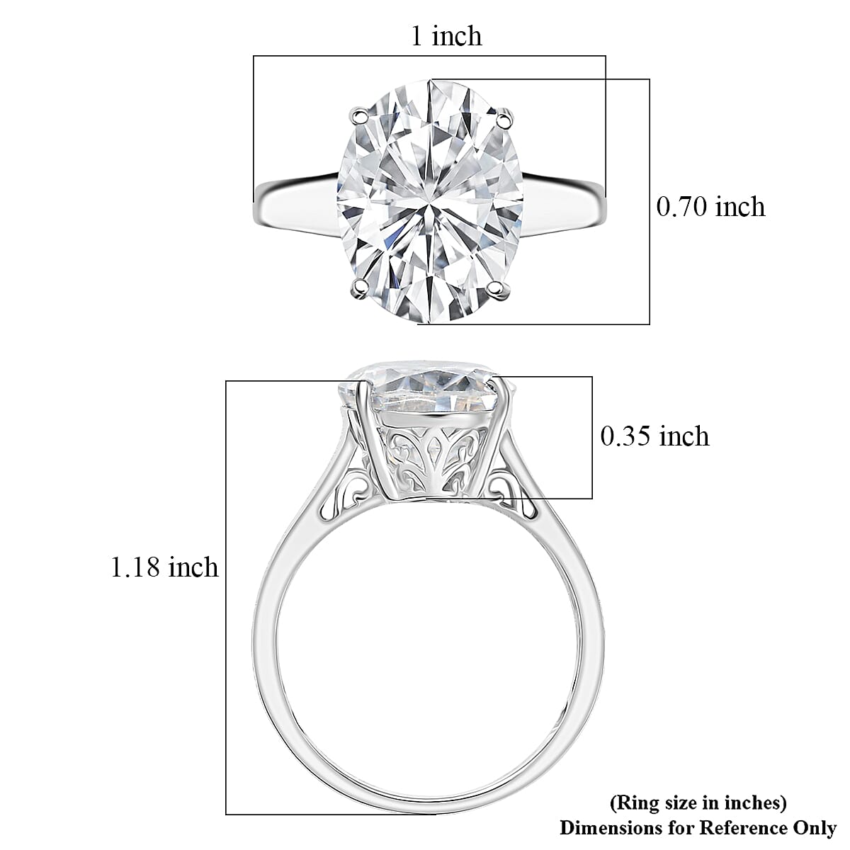D'Joy Moissanite 9.90 ctw Eternal Solitaire Ring in Rhodium Over Sterling Silver (Size 11.0) image number 5