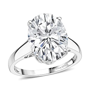 D'Joy Moissanite 9.90 ctw Ring in Rhodium Over Sterling Silver (Size 6.0)