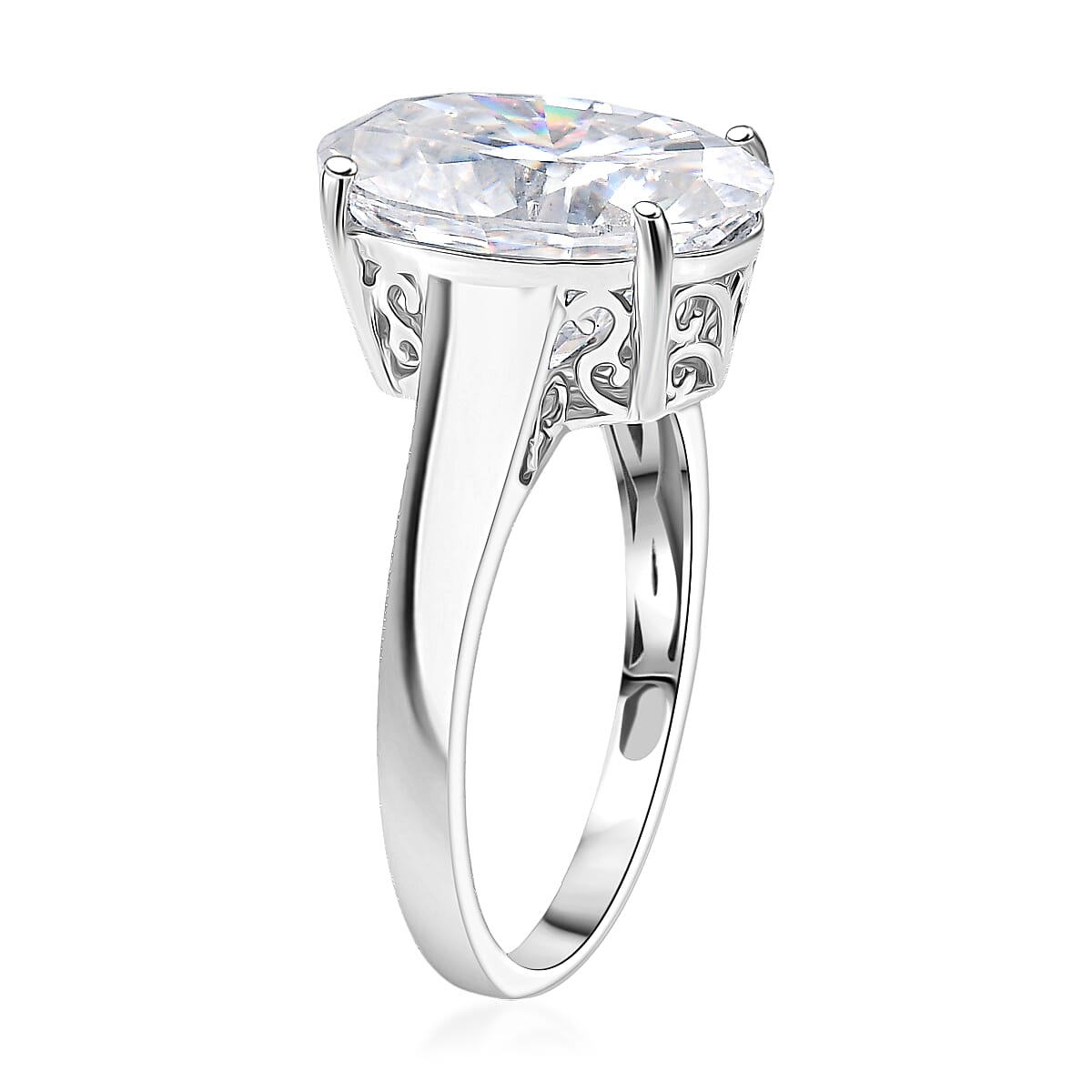 D'Joy Moissanite 9.90 ctw Ring in Rhodium Over Sterling Silver (Size 6.0) image number 3