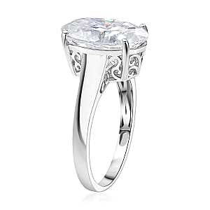 D'Joy Moissanite 9.90 ctw Ring in Rhodium Over Sterling Silver (Size 9.0)