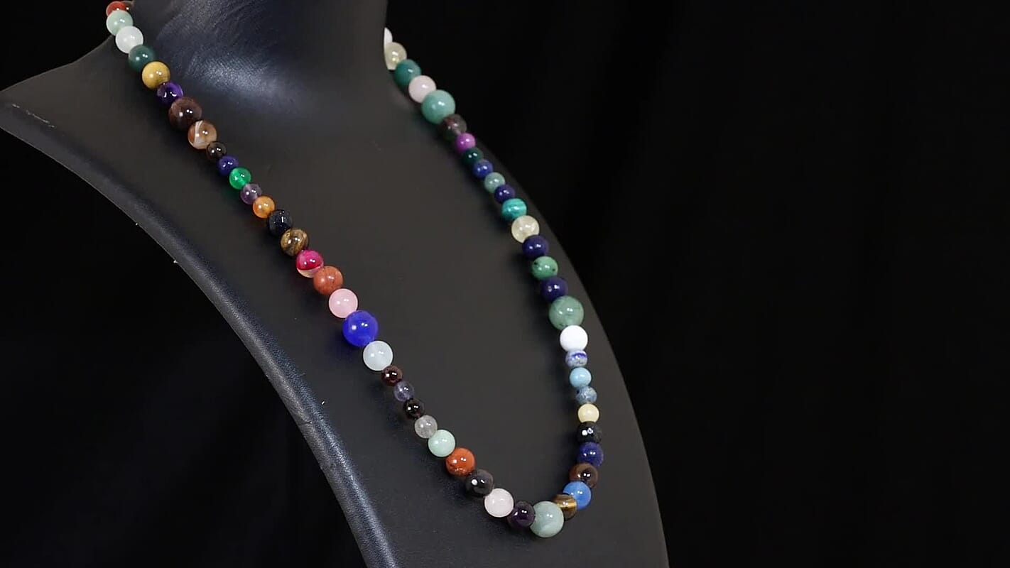 EverTrue Multi Gemstone Necklace (20 Inches) in Platinum Bond 205.00 ctw