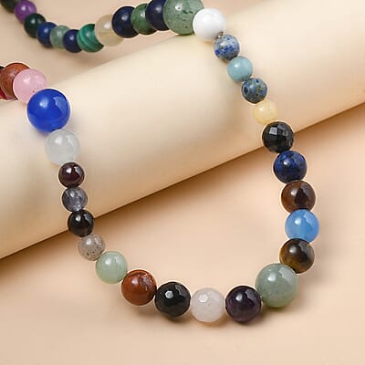 EverTrue Multi Gemstone 205.00 ctw Necklace in Platinum Bond 20 Inches