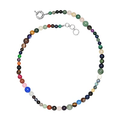 EverTrue Multi Gemstone 205.00 ctw Necklace in Platinum Bond 20 Inches