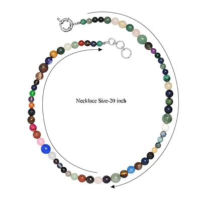 EverTrue Multi Gemstone 205.00 ctw Necklace in Platinum Bond 20 Inches