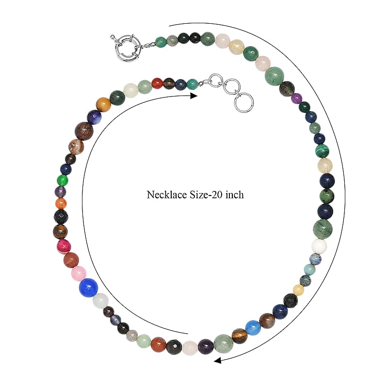 EverTrue Multi Gemstone 205.00 ctw Necklace in Platinum Bond 20 Inches