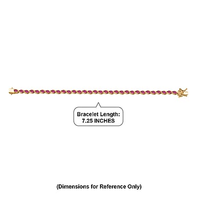 D'Joy Premium Montepuez Ruby 5.75 ctw Crown Line Bracelet in 18K Vermeil Yellow Gold Over Sterling Silver (7.25 In)