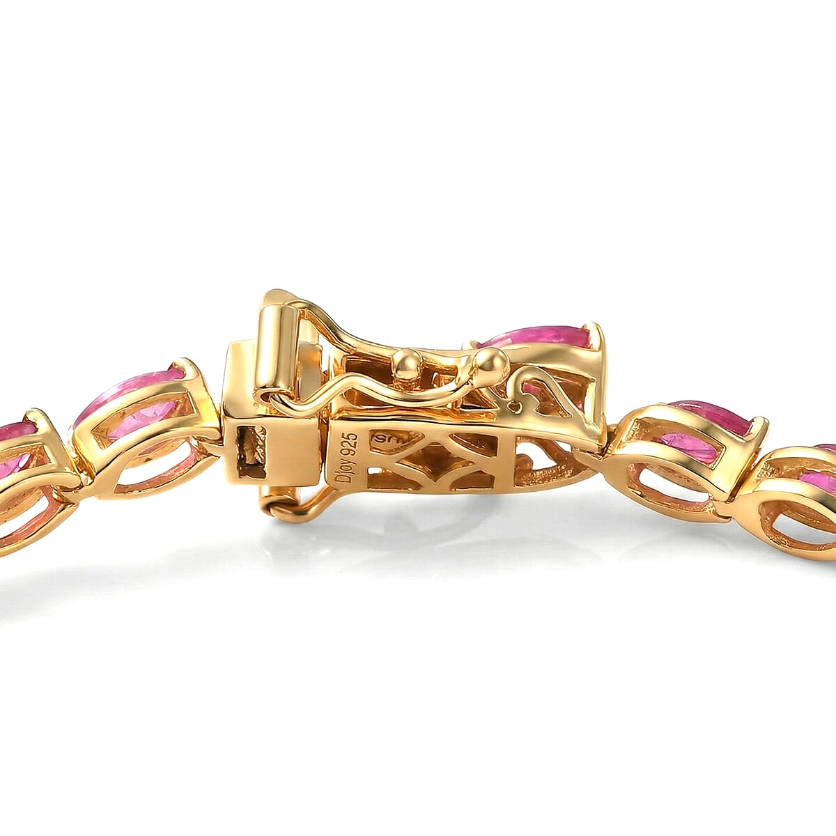 D'Joy Premium Montepuez Ruby 5.20 ctw Bracelet in 18K Vermeil Yellow Gold Over Sterling Silver (6.50 In) image number 3