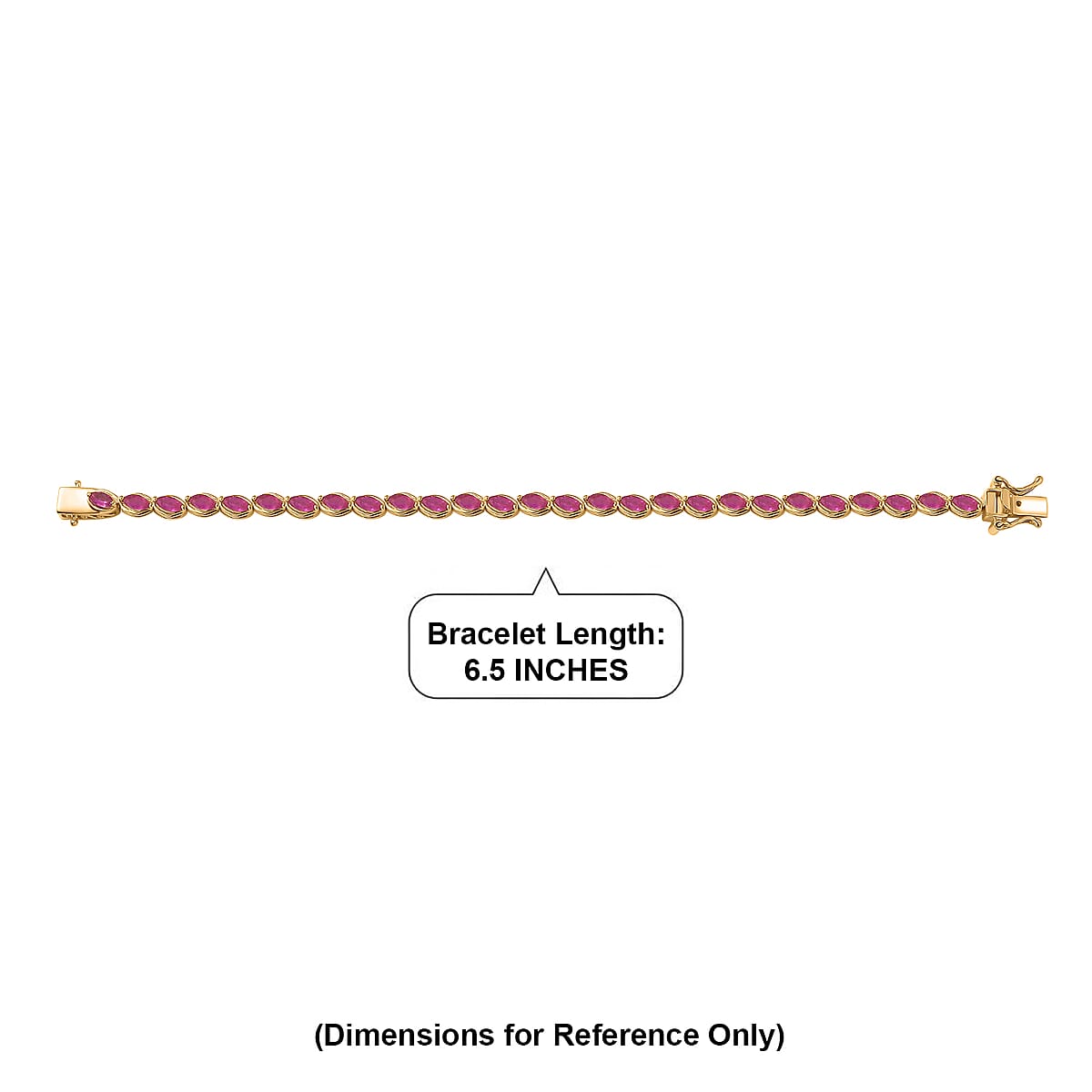 D'Joy Premium Montepuez Ruby 5.20 ctw Bracelet in 18K Vermeil Yellow Gold Over Sterling Silver (6.50 In) image number 4