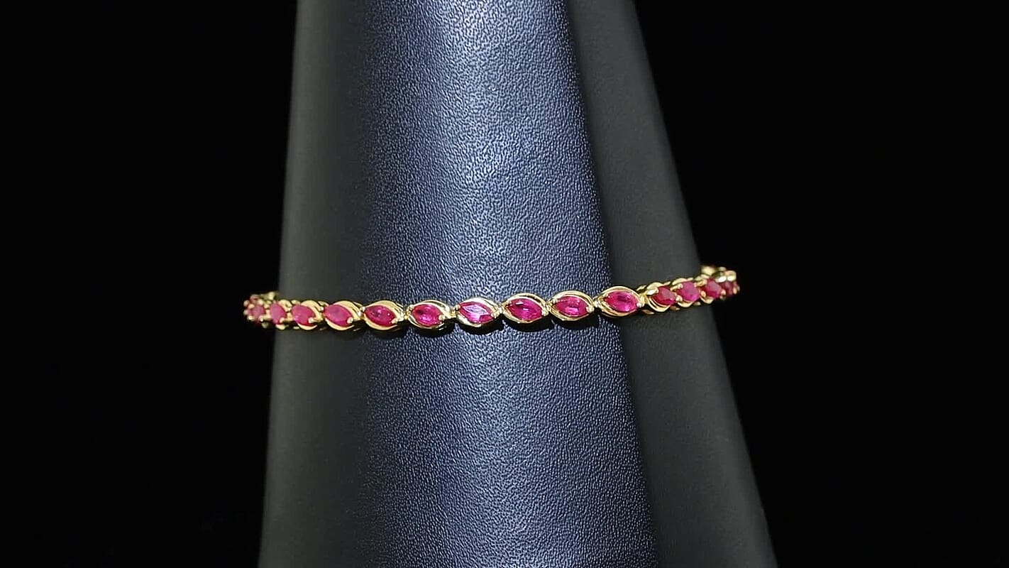D'Joy Premium Montepuez Ruby Bracelet in 18K Vermeil YG Over Sterling Silver (7.25 In) 5.75 ctw