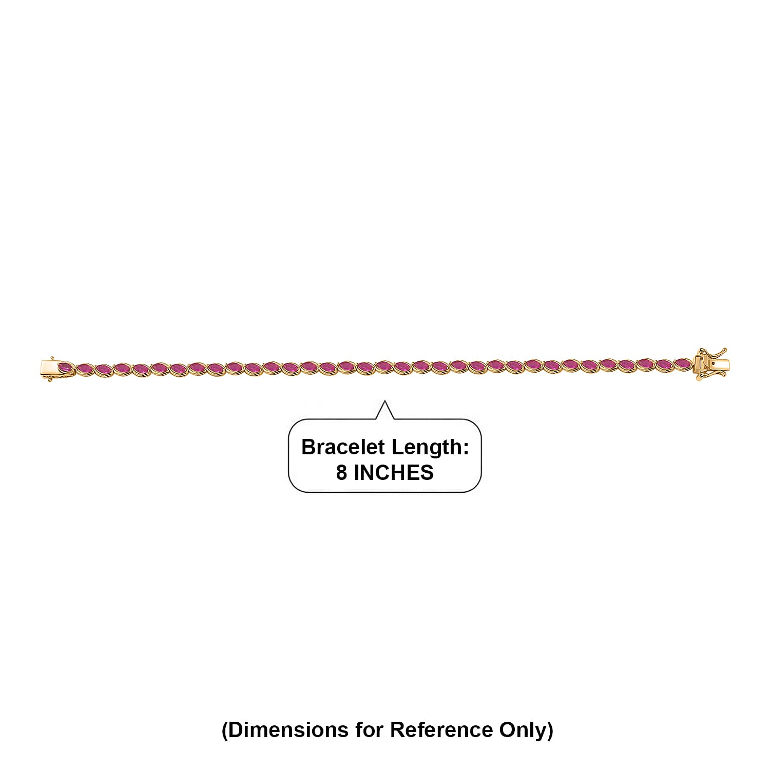 D'Joy Premium Montepuez Ruby 6.50 ctw Crown Line Bracelet in 18K Vermeil Yellow Gold Over Sterling Silver (8.00 In)