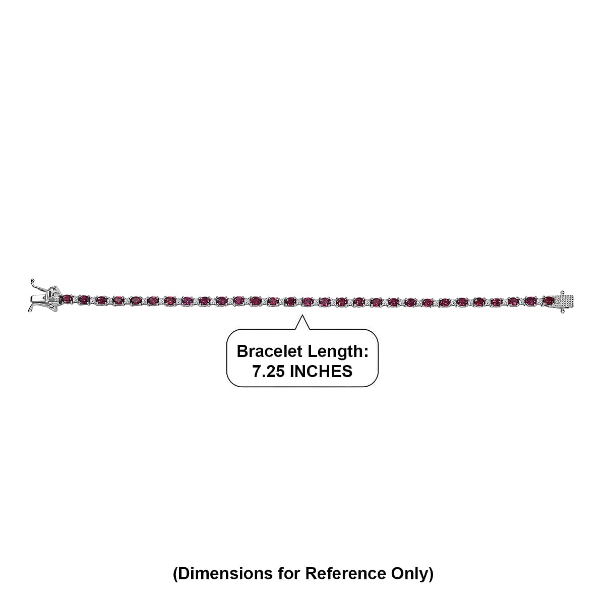 Premium Malawi Magenta Garnet and Luxuriant Lab Grown Diamond G-H SI 7.30 ctw Bracelet in Rhodium Over Sterling Silver (7.25 In) image number 4