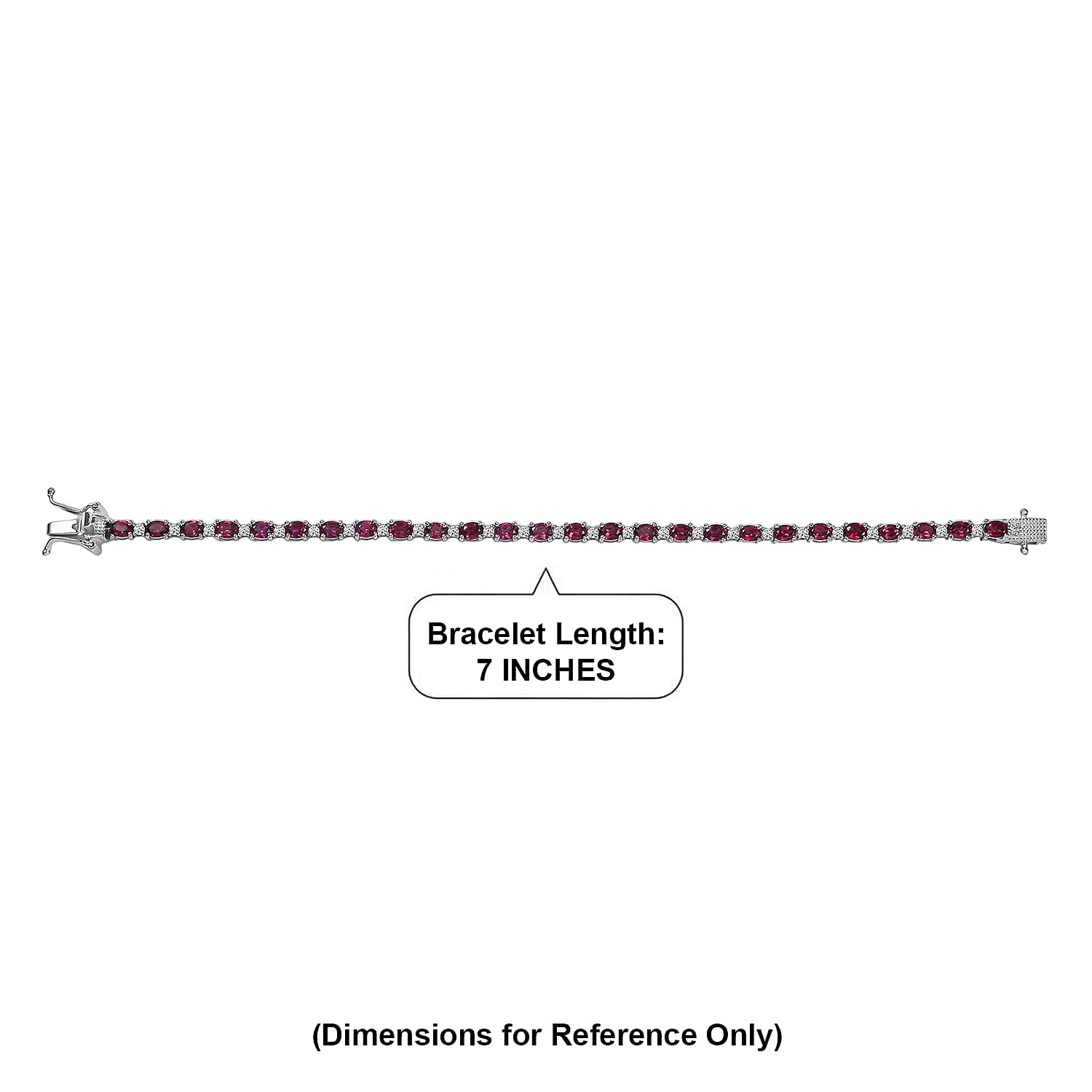 Premium Malawi Magenta Garnet and Luxuriant Lab Grown Diamond G-H SI 6.60 ctw Moonlit Line Bracelet in Rhodium Over Sterling Silver (6.50 In)