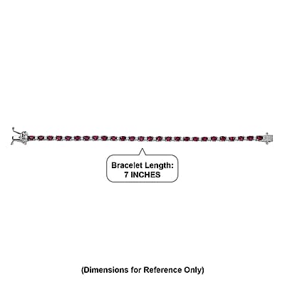 Premium Malawi Magenta Garnet and Luxuriant Lab Grown Diamond G-H SI 6.60 ctw Moonlit Line Bracelet in Rhodium Over Sterling Silver (6.50 In)