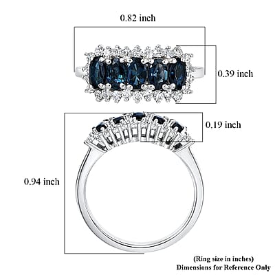 AAA Monte Belo Indicolite and Luxuriant Lab Grown Diamond G-H SI 1.50 ctw Starburst Elegance Ring in Rhodium Over Sterling Silver (Size 10.0)