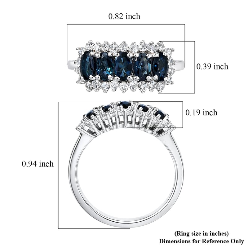 AAA Monte Belo Indicolite and Luxuriant Lab Grown Diamond G-H SI 1.50 ctw Starburst Elegance Ring in Rhodium Over Sterling Silver (Size 10.0)