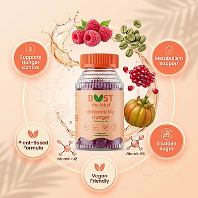 Balance My Hunger GLP-1 Dietary Supplement (60 Raspberry Gummies) Made in US