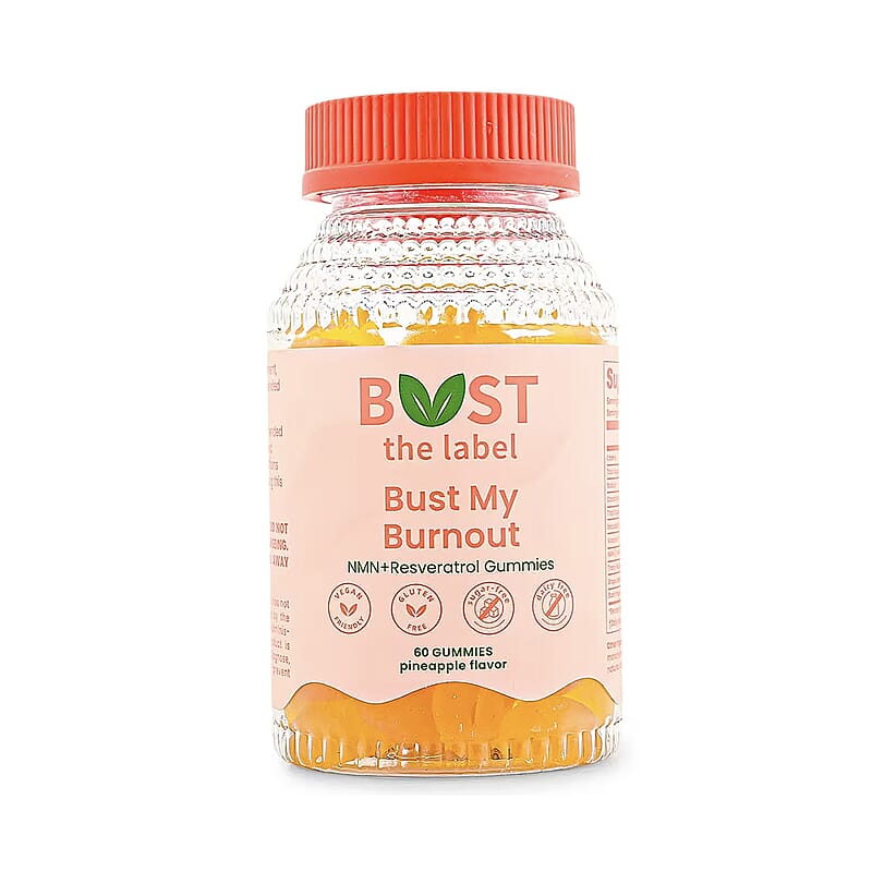 Bust My Burnout NMN + Resveratrol Supplement (60 Pineapple Gummies) Made in US