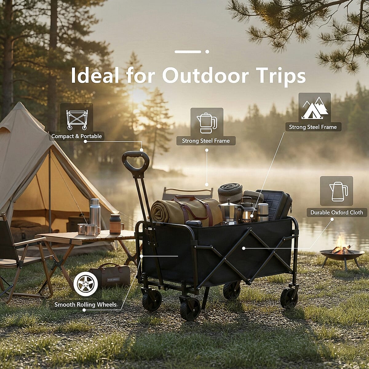 Livmore Folding Pushcart - Black image number 3