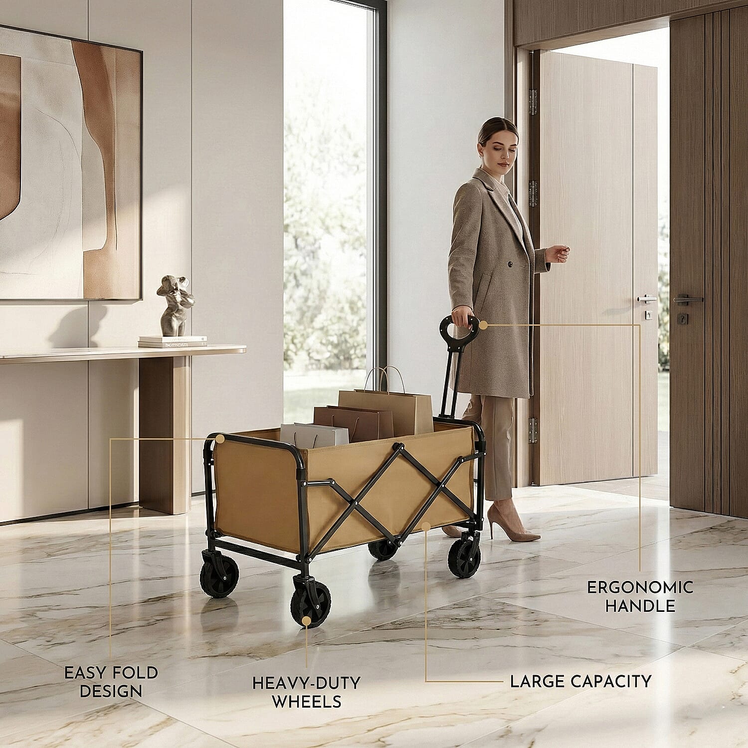 Livmore Folding Pushcart - Khaki