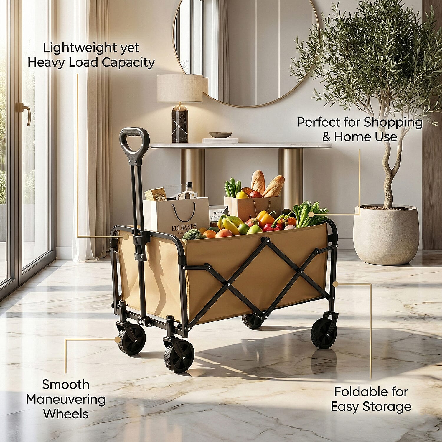 Livmore Folding Pushcart - Khaki