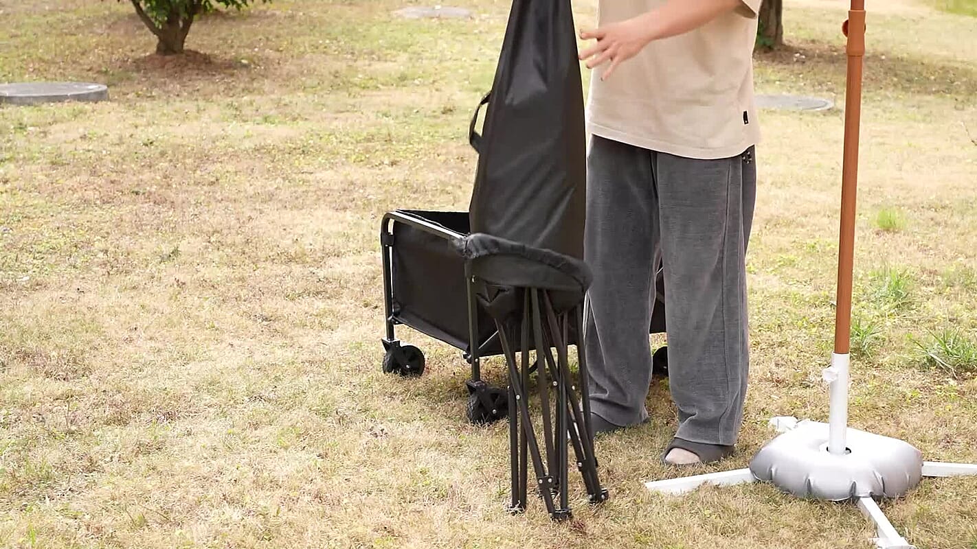 Livmore Black Cotton Filled Camping Chair (35.43"x18.11"x18.11")