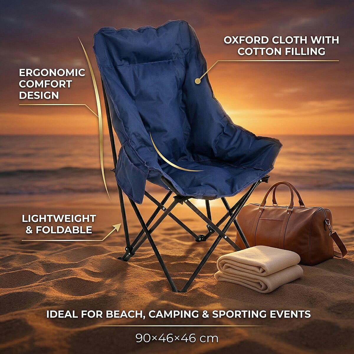 Livmore Blue Cotton Filled Camping Chair image number 4