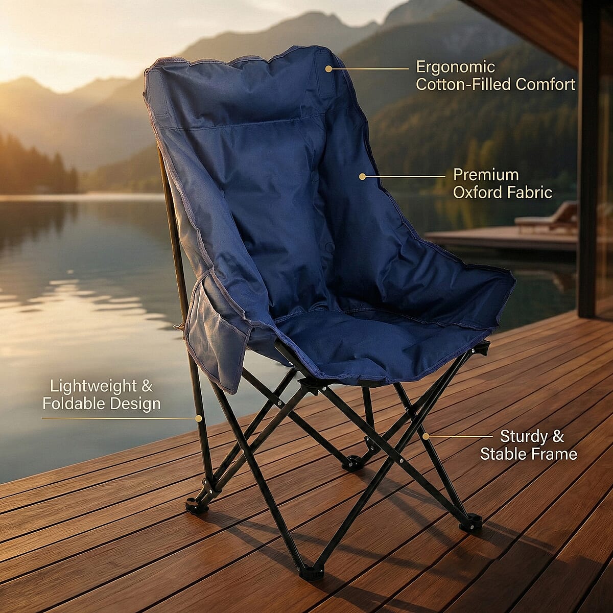 Livmore Blue Cotton Filled Camping Chair image number 5