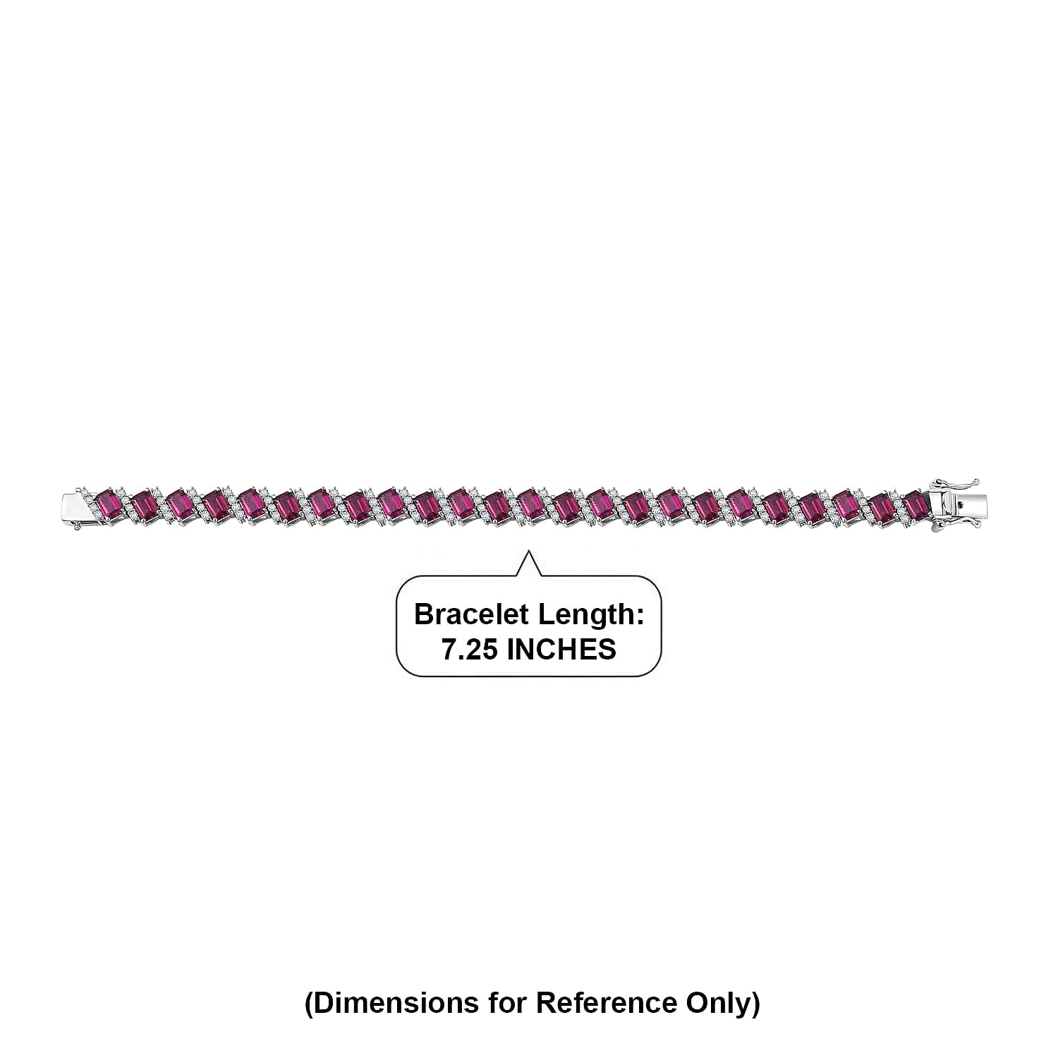 D'Joy AAA Radiant Ember Garnet and White Zircon 20.70 ctw Bracelet in Rhodium Over Sterling Silver (7.25 In)