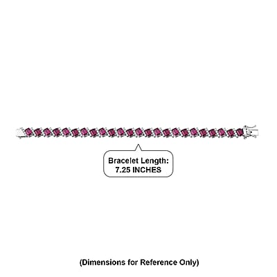 D'Joy AAA Radiant Ember Garnet and White Zircon 20.70 ctw Bracelet in Rhodium Over Sterling Silver (7.25 In)