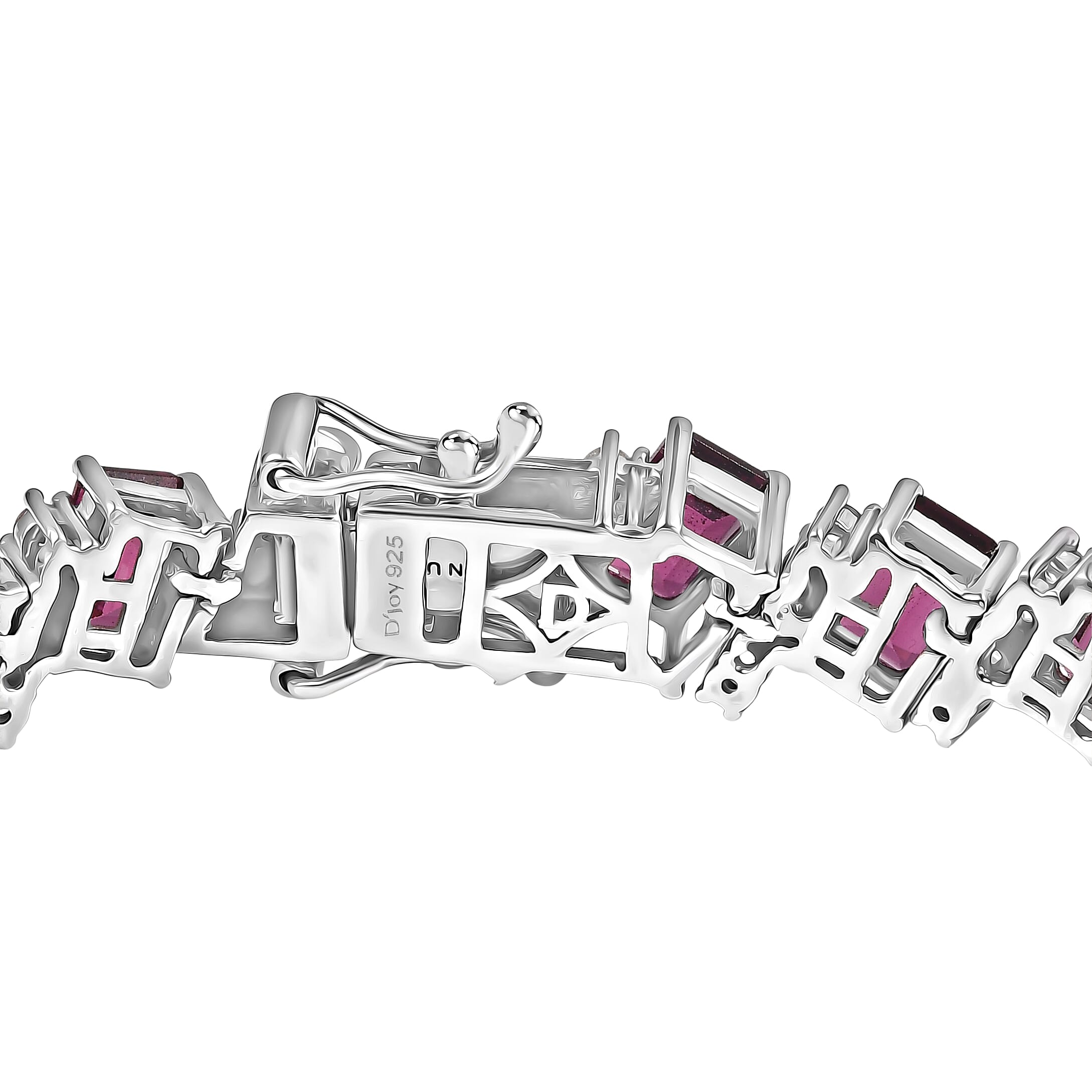D'Joy AAA Radiant Ember Garnet and White Zircon 18.10 ctw Bracelet in Rhodium Over Sterling Silver (6.50 In)