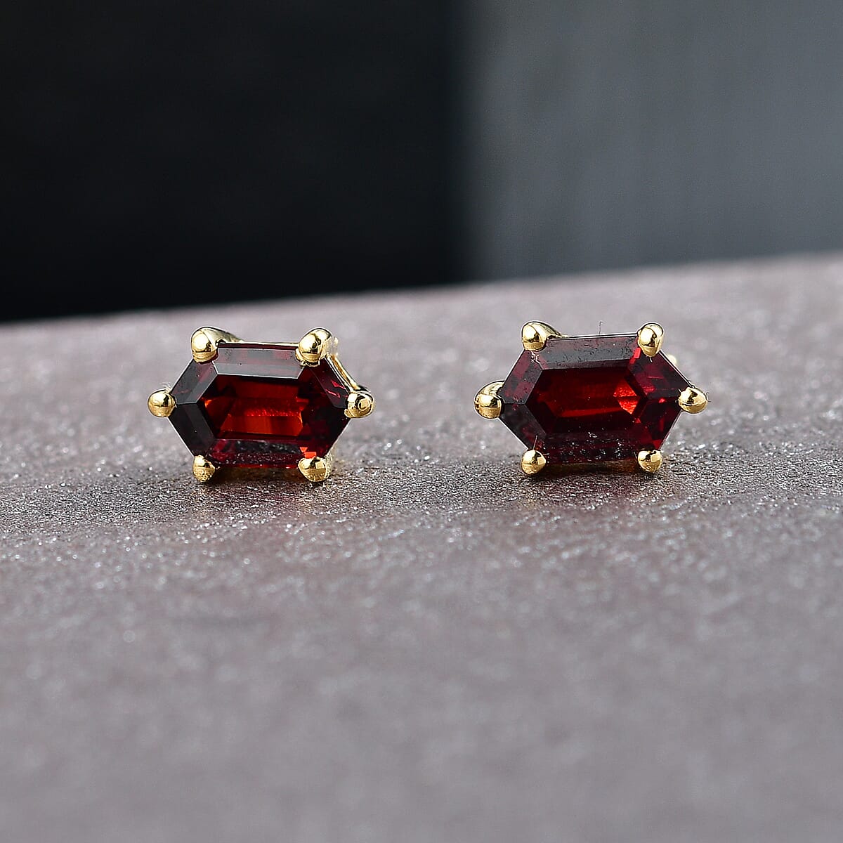 D'Joy Premium Mozambique Garnet 2.35 ctw Earrings in 18K Vermeil Yellow Gold Over Sterling Silver image number 1