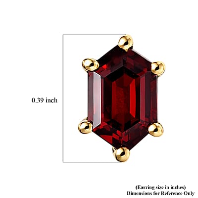 D'Joy Premium Mozambique Garnet 2.35 ctw Eternal Stud Earrings in 18K Vermeil Yellow Gold Over Sterling Silver