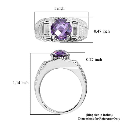 EverTrue Simulated Amethyst Color Diamond Men's Ring in Stainless Steel (Size 10.0) 5.30 ctw