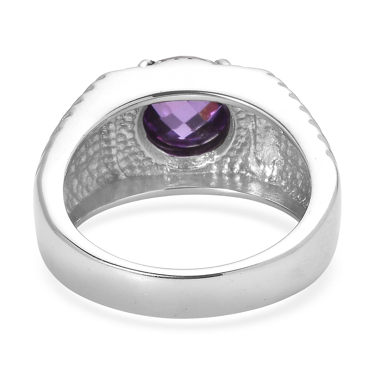 EverTrue Simulated Amethyst Color Diamond Men's Ring in Stainless Steel (Size 11.0) 5.30 ctw image number 4
