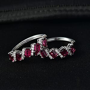 D'Joy AAA Radiant Ember Garnet and White Zircon 8.00 ctw Earrings in Rhodium Over Sterling Silver