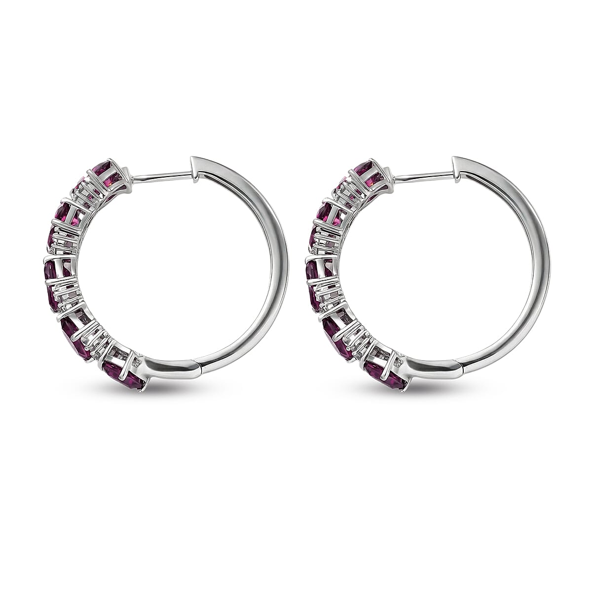 D'Joy AAA Radiant Ember Garnet and White Zircon 8.00 ctw Earrings in Rhodium Over Sterling Silver image number 3