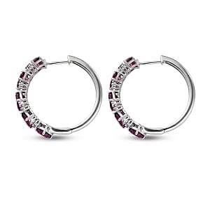 D'Joy AAA Radiant Ember Garnet and White Zircon 8.00 ctw Earrings in Rhodium Over Sterling Silver