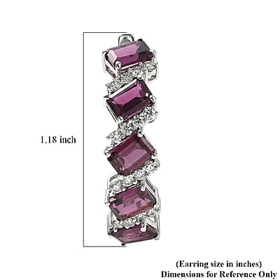 D'Joy AAA Radiant Ember Garnet and White Zircon 8.00 ctw Earrings in Rhodium Over Sterling Silver