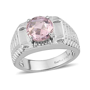 EverTrue Simulated Pink Diamond Men's Ring in Stainless Steel (Size 10.0) 5.30 ctw