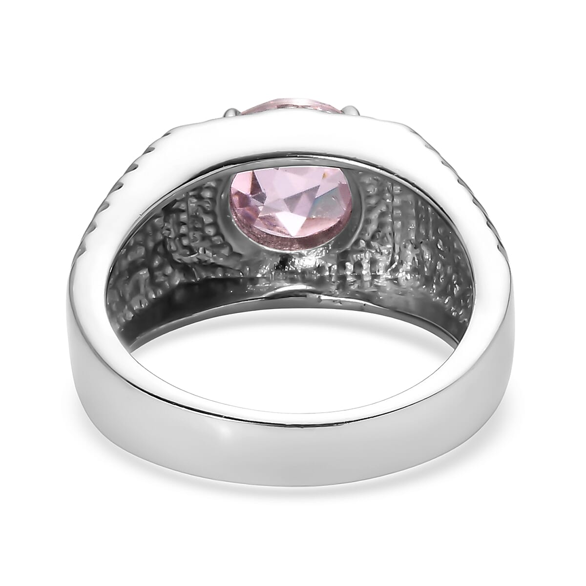 EverTrue Simulated Pink Diamond Men's Ring in Stainless Steel (Size 12.0) 5.30 ctw image number 4
